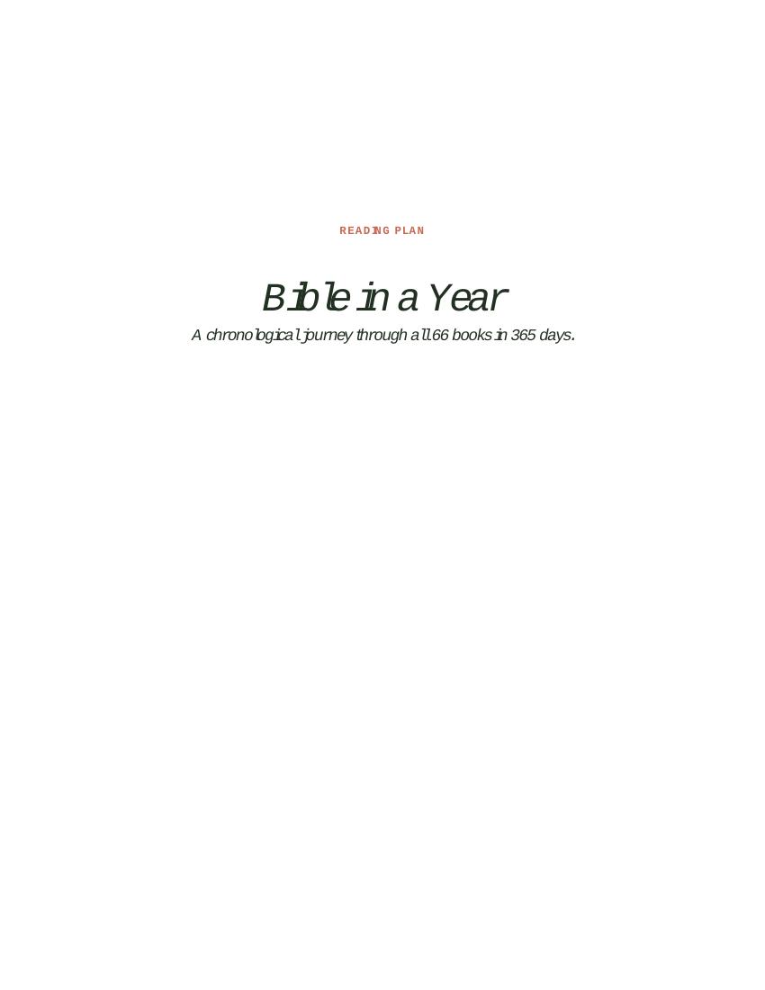 Cover page of the Bible in a Year chronological reading plan PDF.